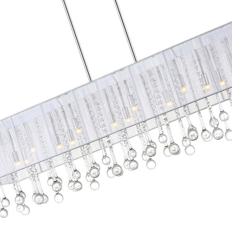 Water Drop 17 Light Drum Shade Chandelier With Chrome Finish