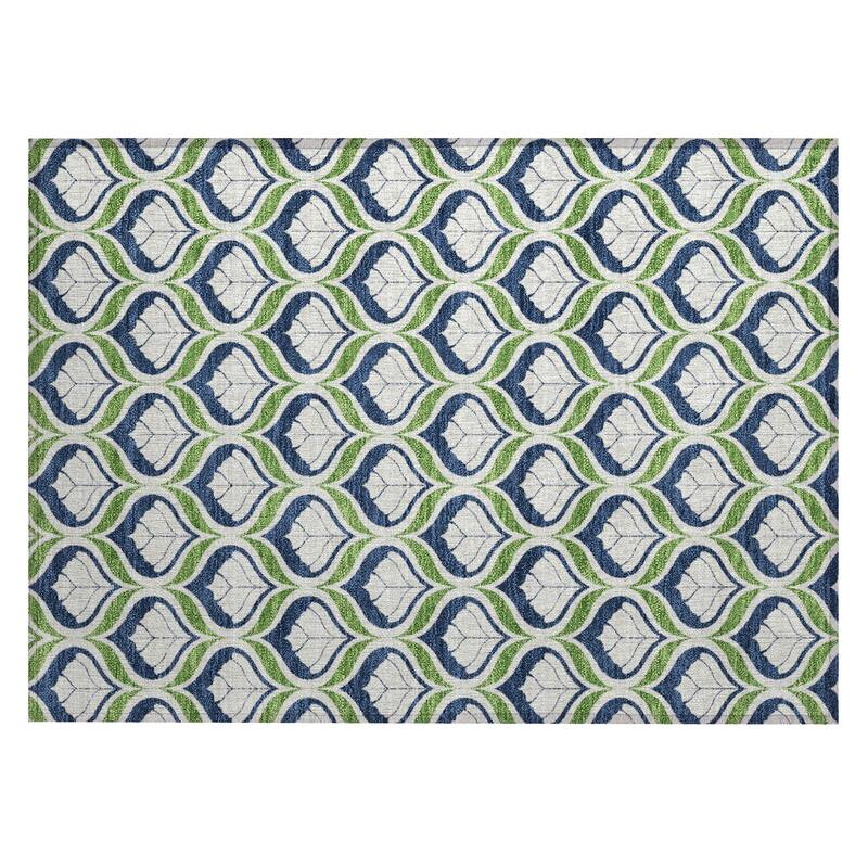 Machine Washable Indoor/ Outdoor Modern Trellis Chantille Rug