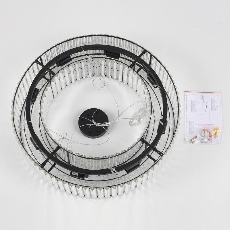24.8 in. 8-Light Farmhouse Chandelier, Crystal Chandelier, Drum Chandelier for Dining Room Living Room Bedroom Kitchen