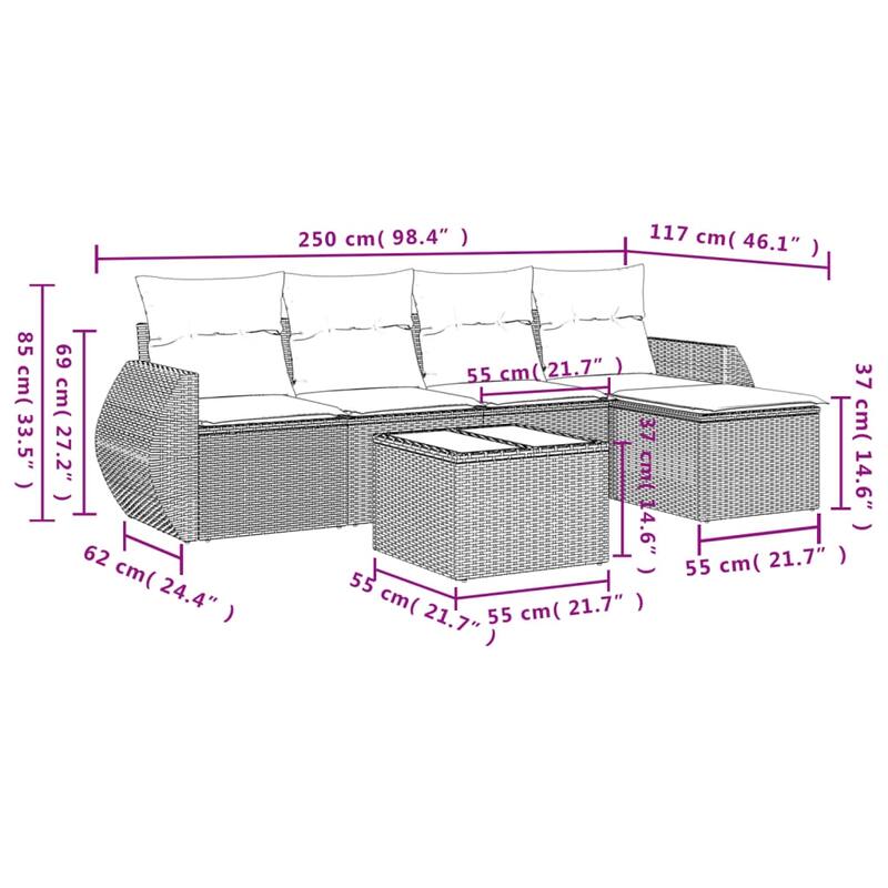 vidaXL Garden Sofa Set - 21.7 x 21.7 x 14.6