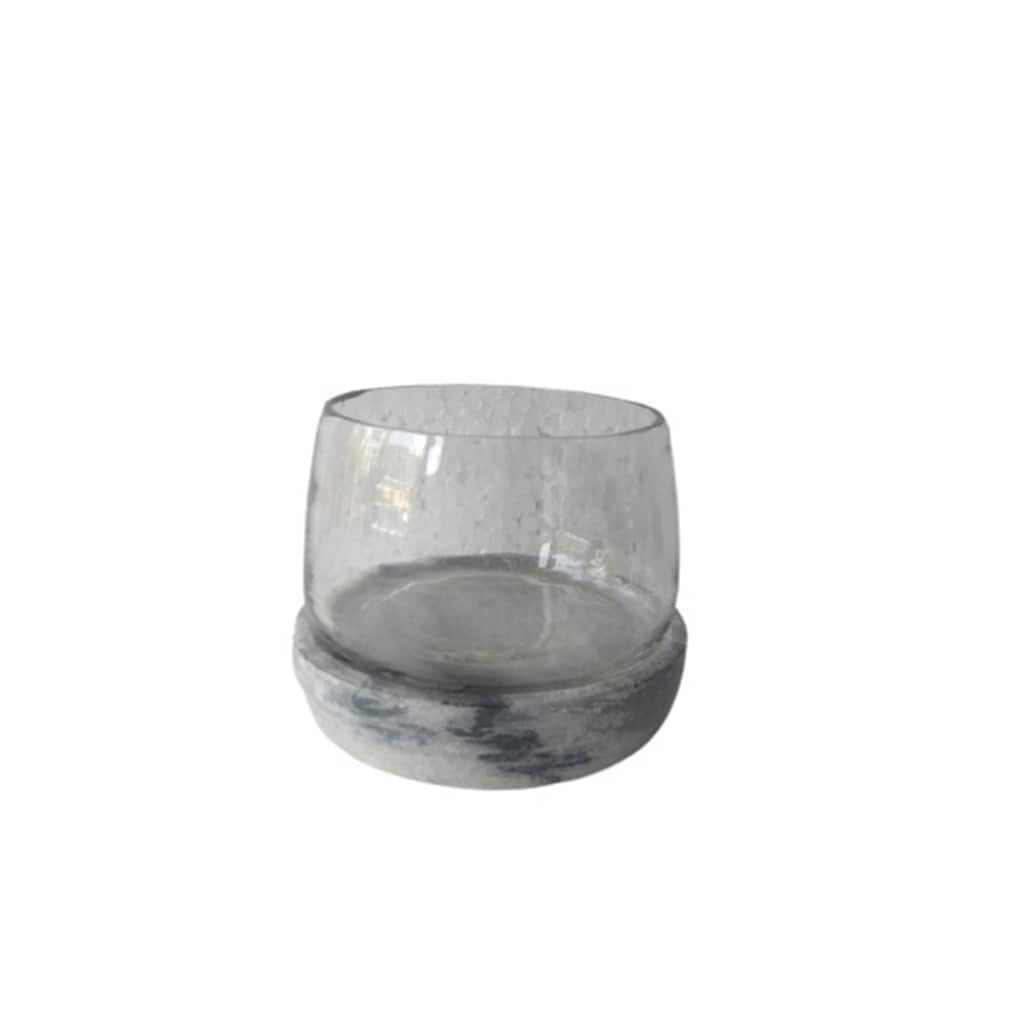 Glass Bowl w/ Black Marble Base 4Dia- A - Black