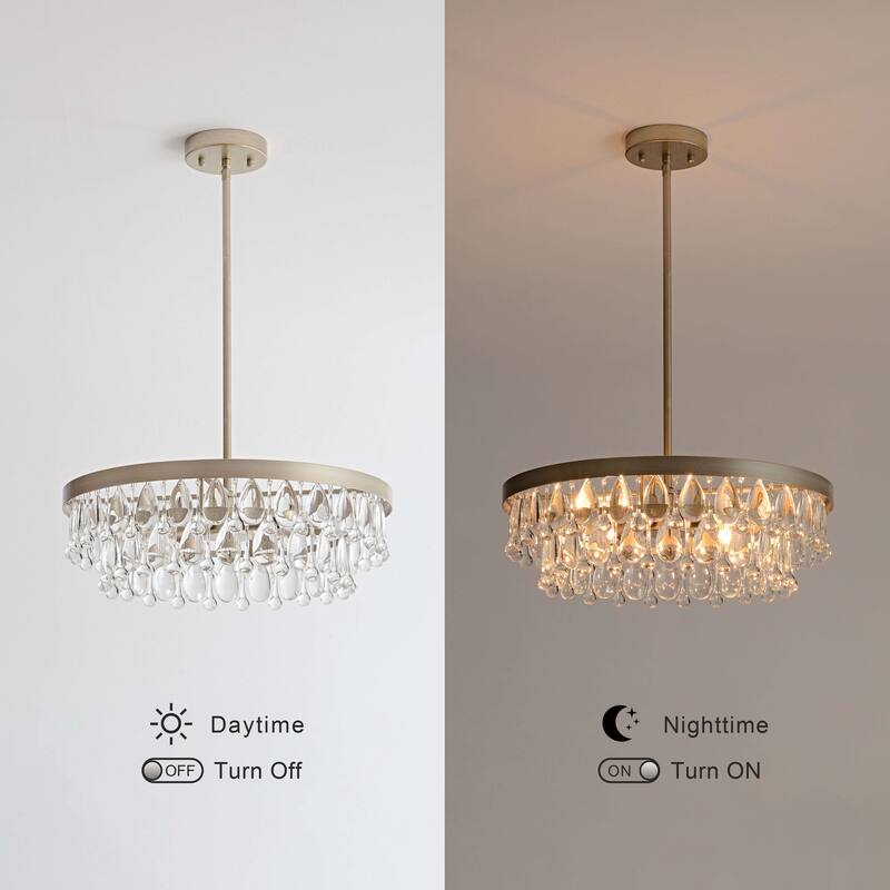 Viviana 4-light Crystal Teardrop Round Chandelier