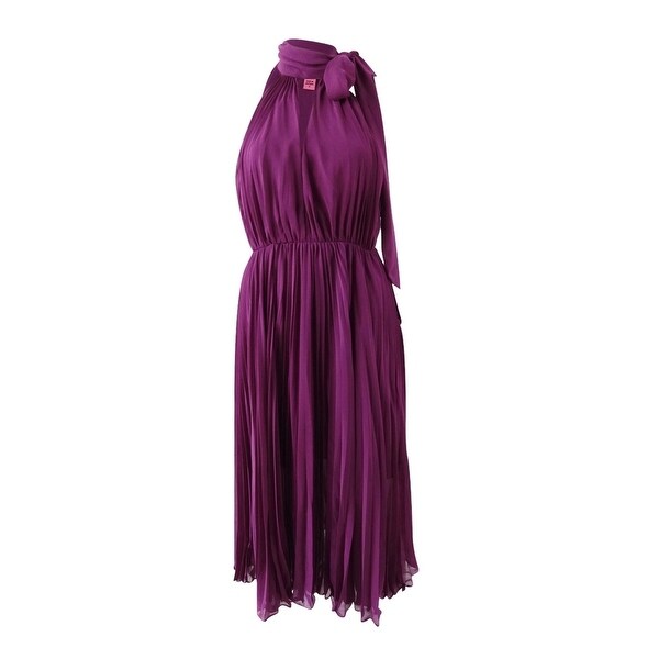 Betsey Johnson Pleated Chiffon Halter Dress 2024 www.amkstudio