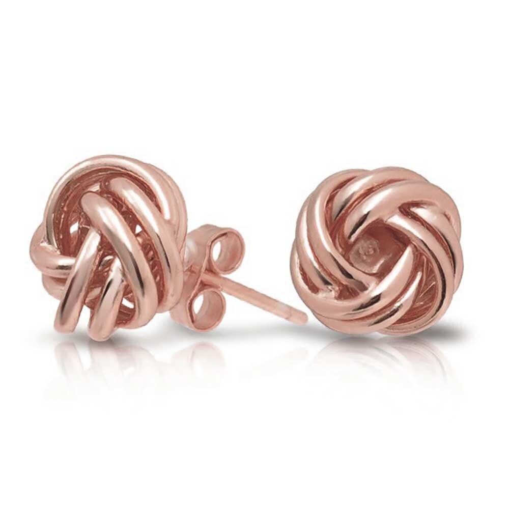 Shop Woven Twisted Rope Love Knot Stud Earrings For Women Rose Gold