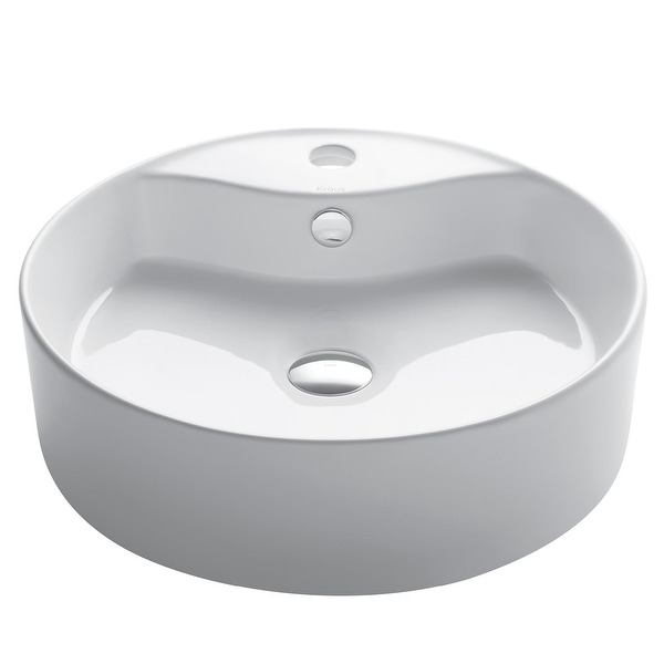 Kraus KCV-142-SO 18-1/4" Ceramic Vessel Bathroom Sink Only - White Ceramic. Opens flyout.