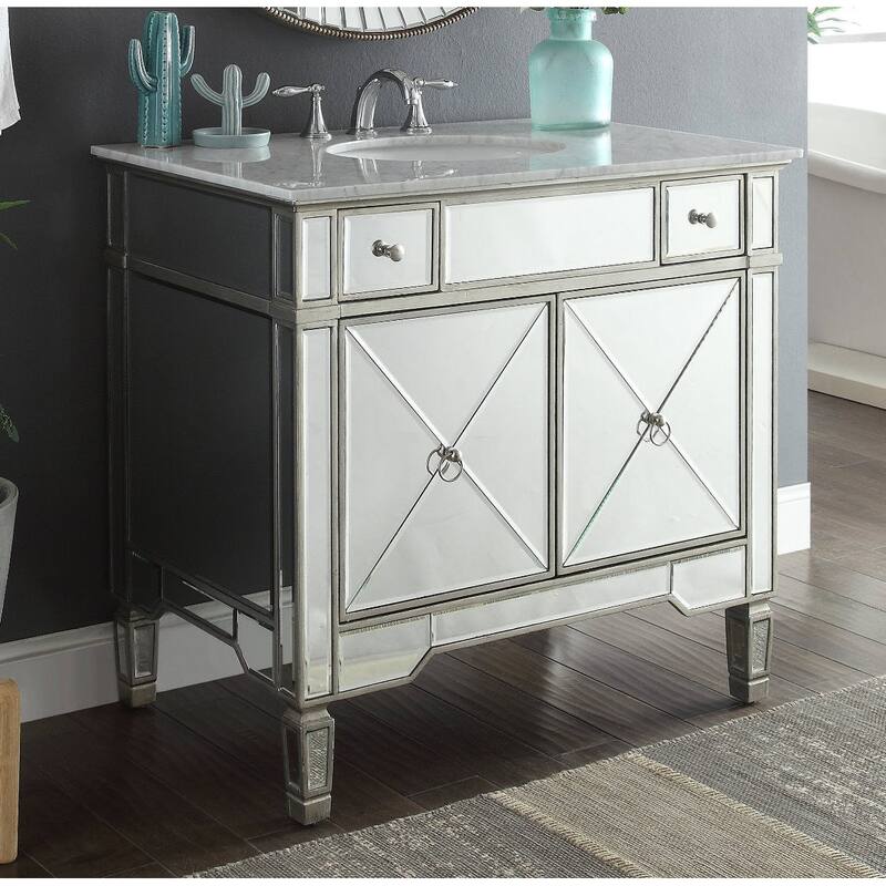 36" Ashely Bathroom Sink Vanity - Silver