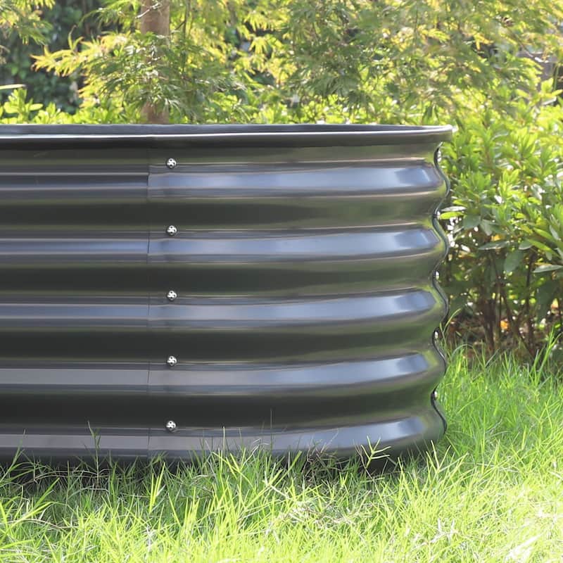 VEIKOUS 9-in-1 Modular Galvanized Metal Raised Garden Bed Kit for Outdoor Planters