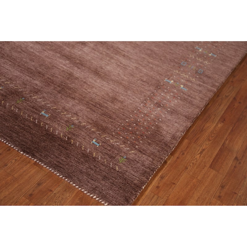 Animals Brown Gabbeh Indian Area Rug Handmade Wool Carpet - 5'2" x 7'8"