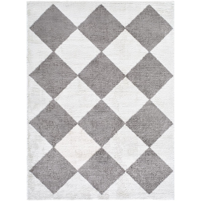 Livabliss Scandinavian Fossay Shag Diamond Washable Area Rug