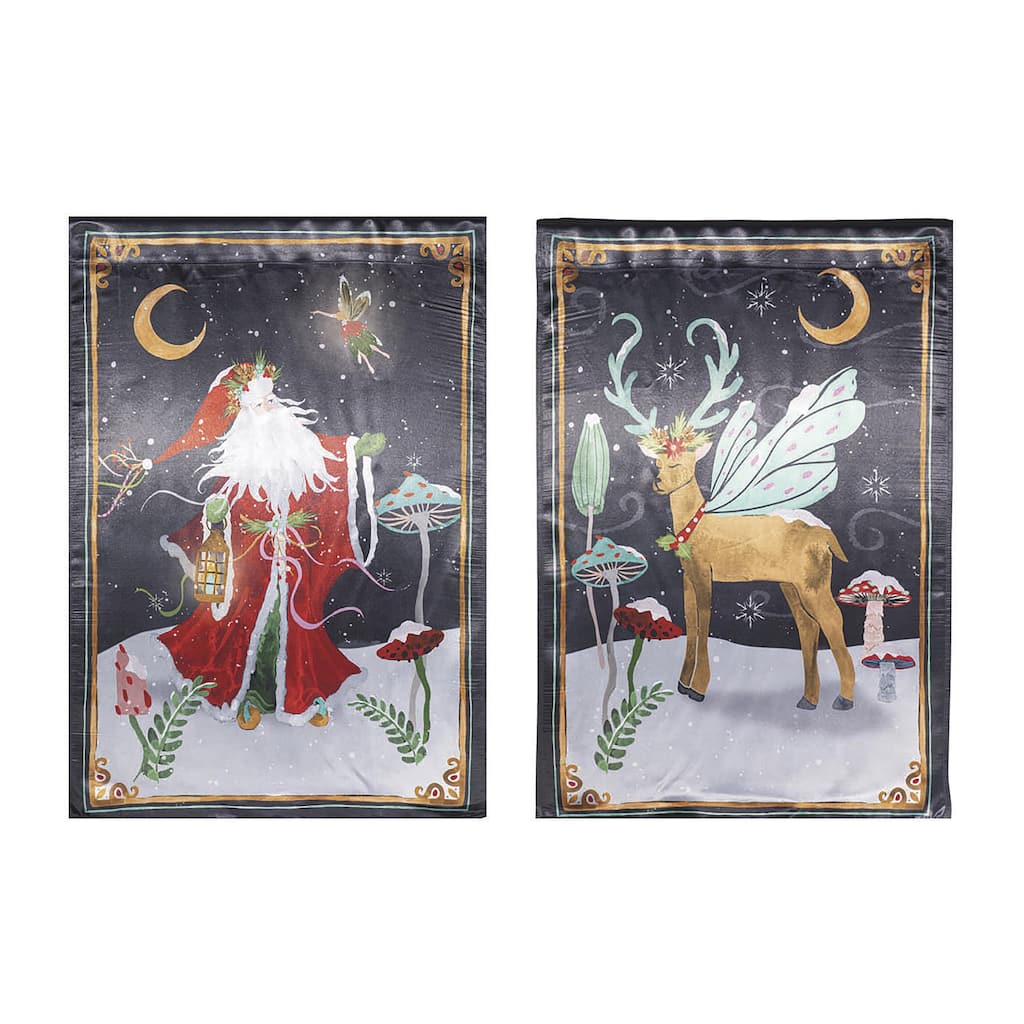 12.5 in. x 18 in. Santa's Forest of Wonder Reversible Lustre Garden Flag - Multicolor