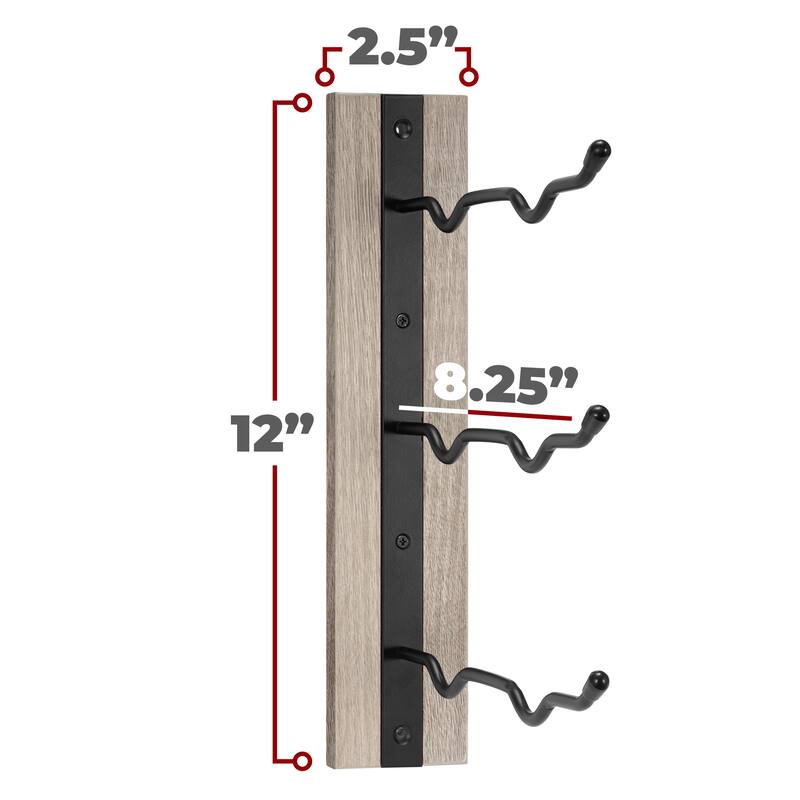 Wine Rack and Glass Holder Wall Mounted (6Pc) - 12"L x 4.75"W x 2.5"H