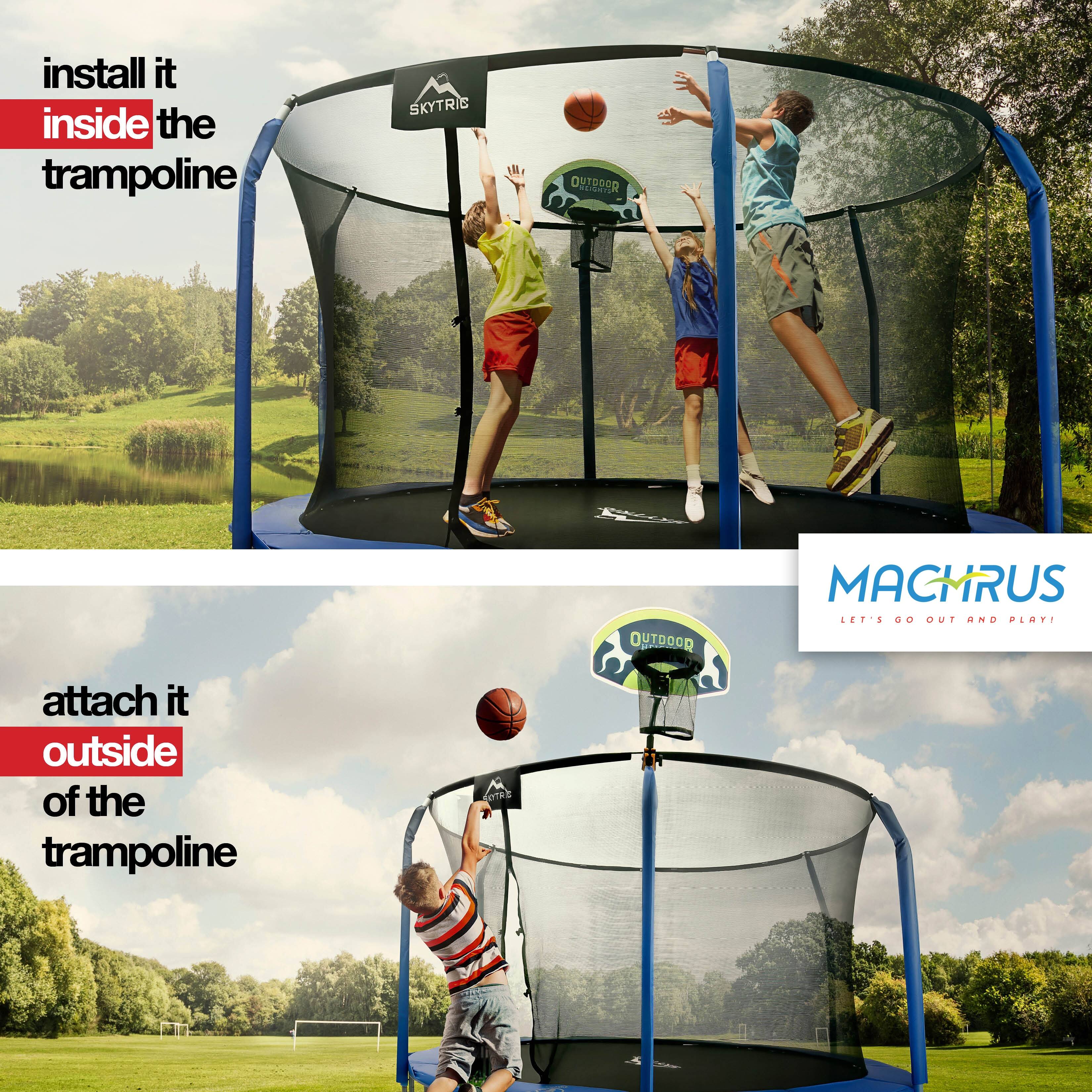 Machrus Upper Bounce Trampoline Basketball Hoop w/ Ball & Pump Attach
