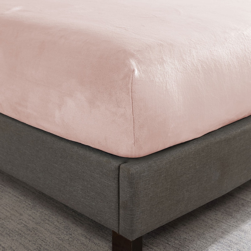 Swift Home Cozy Soft Microplush Flannel Fitted Sheet - Blush - Queen