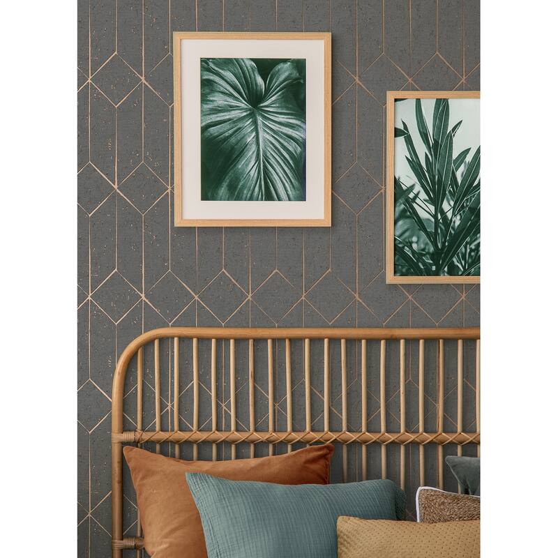 Advantage Hayden Charcoal Concrete Trellis Wallpaper