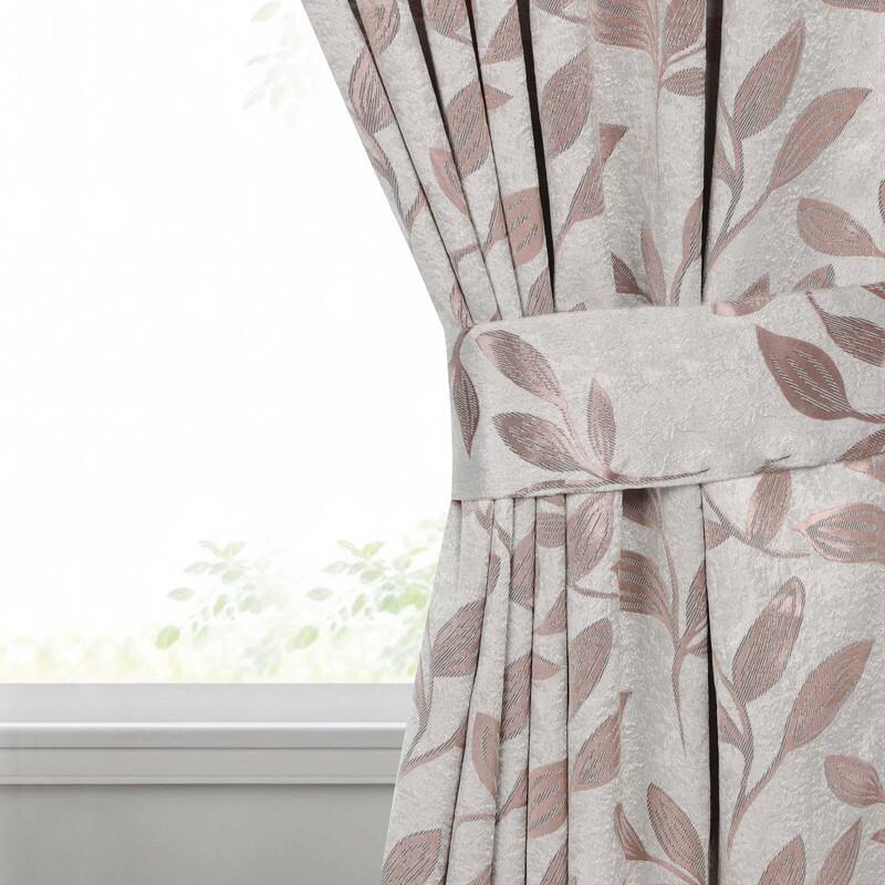 Superior Leaves Machine Washable Room Darkening Grommet With Ties Blackout Curtains, Set of 2