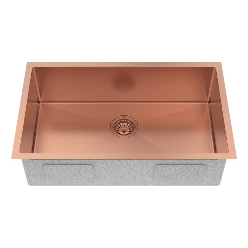 HomeRoots 10" X 30" Gold Stainless Steel Undermount Kitchen Sink - 30.00 in. x 10.00 in. x 18.00 in.