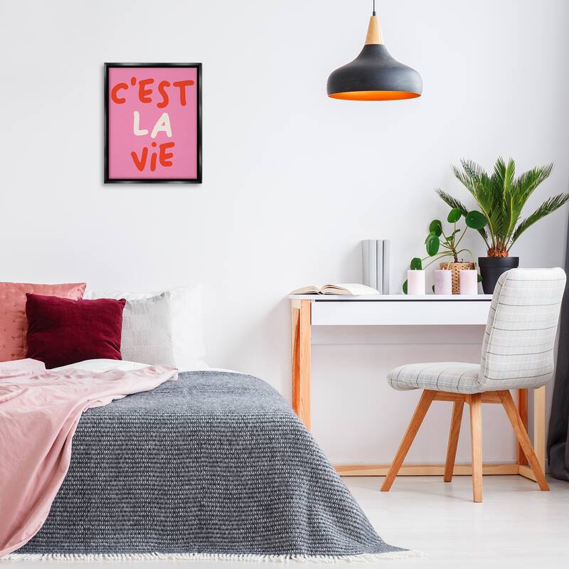 Stupell C'est La Vie on Pink Framed Floater Canvas Wall Art Design By House of Lulu