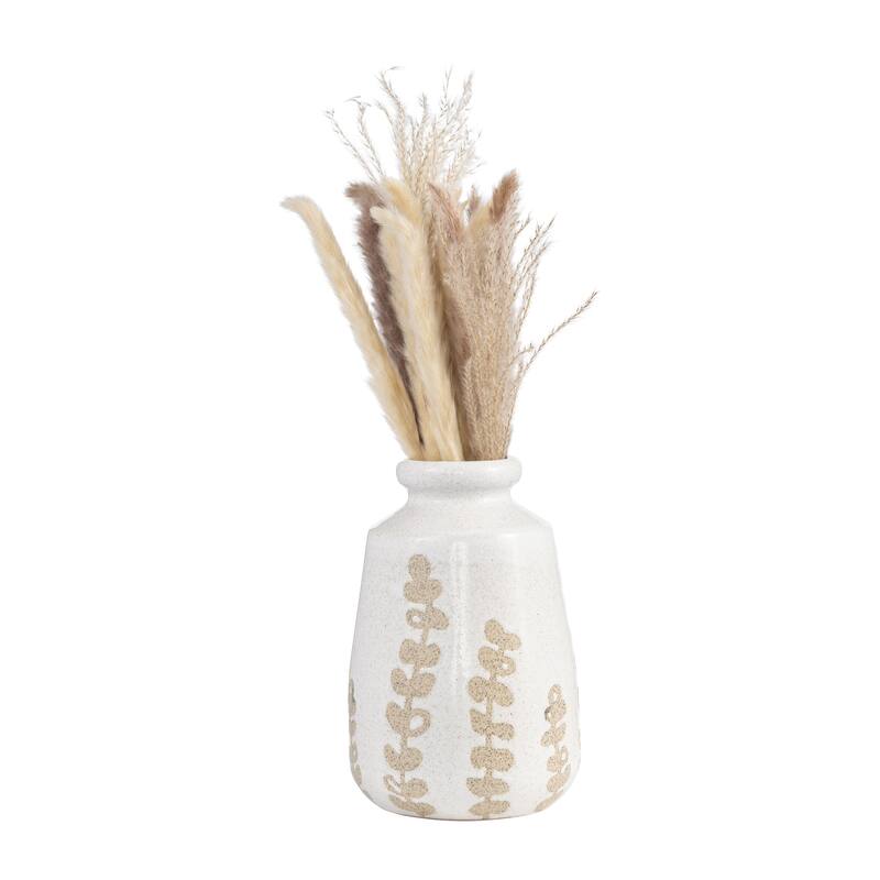 Sagebrook Home Decorative Ivory Botanical Floral Ceramic Vase