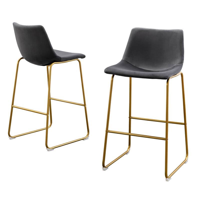 Best Quality Furniture Faux Leather Bar Stool (Set of 2) - Dark Grey/Gold
