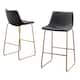 Best Quality Furniture Modern 29-inch Faux Leather Bar Stool (Set of 2) - Dark Grey/Gold