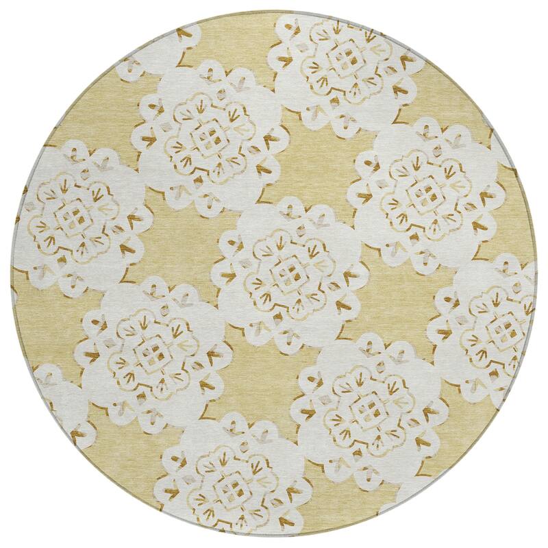 Machine Washable Indoor/ Outdoor Global Motif Chantille Rug