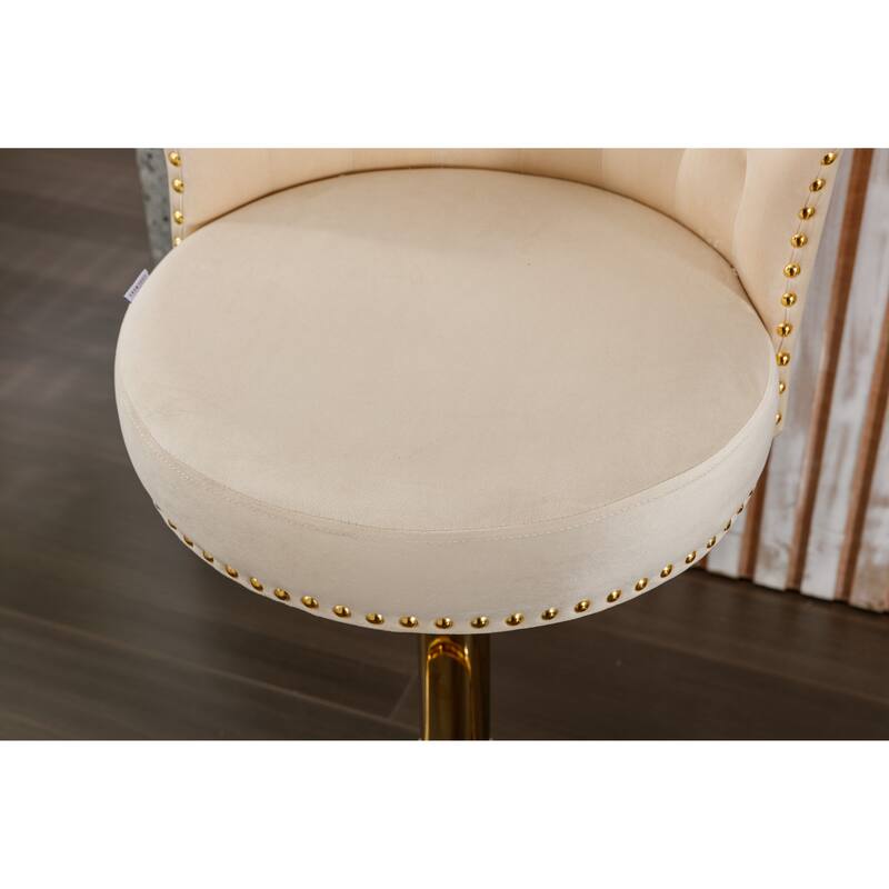Ergonomic Swivel Bar Stools Set of 2 Adjustable Velvet Accent Chairs