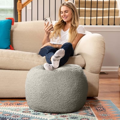 Jaxx Ellis Pouf - Modern Shearling Faux-Lamb Plush Fleece Ottoman