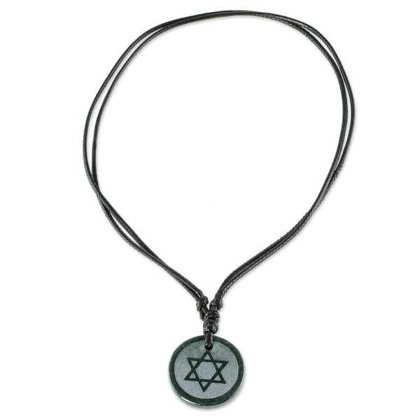 slide 1 of 3, NOVICA Magen David, Jade pendant necklace