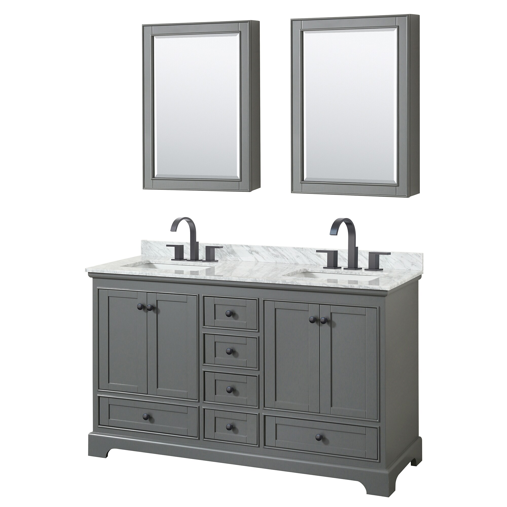Deborah 60-inch Double Bathroom Vanity, Medicine Cabinets