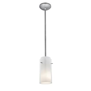 Access Lighting Glass`n Glass Cylinder Pendant - Rods - Brushed Steel Finish - Clear Opal Glass Shade