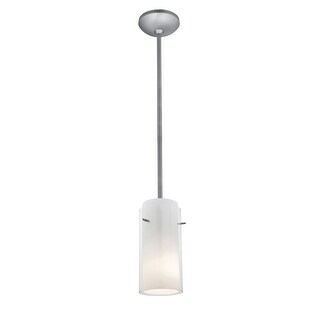 Access Lighting Glass`n Glass Cylinder - E26 LED Rod Pendant - Brushed Steel Finish - Clear and Opal Glass Shade