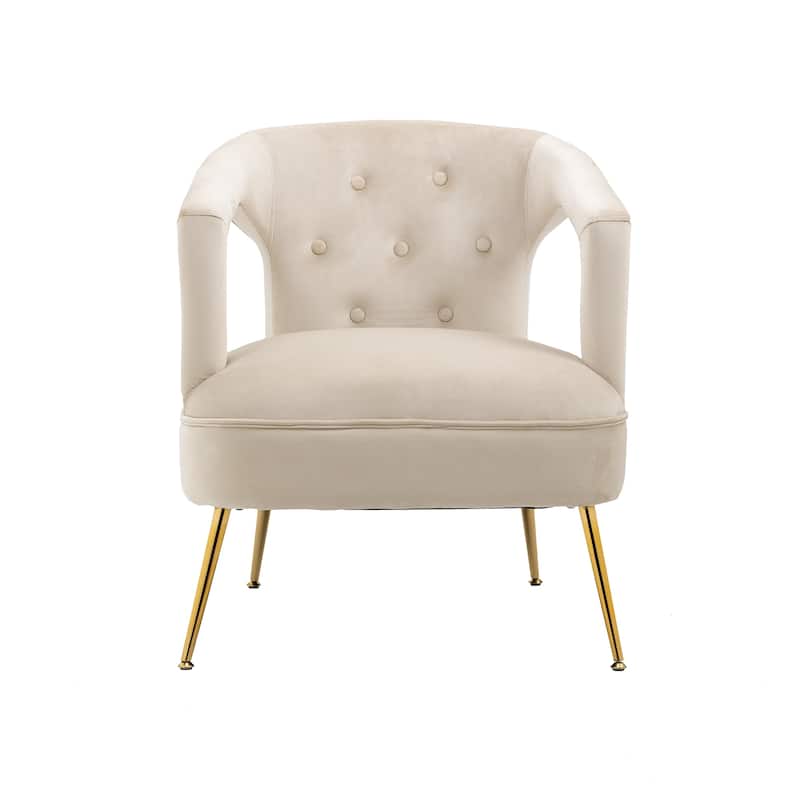 Velvet Upholstered Tufted Livng Room Leisure Chair With Golden feet