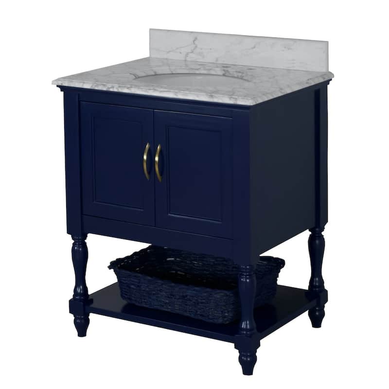 KitchenBathCollection Beverly 30" BathroomVanity w/ Carrara Marble Top