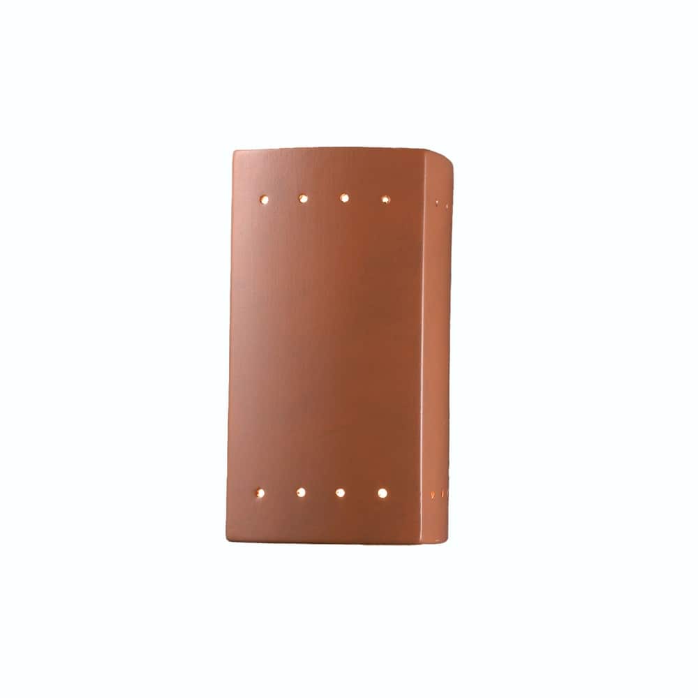 Justice Design Group Ambiance ADA Outdoor Small Ceramic Rectangle Wall Sconce w/Perfs and Open Top & Bottom