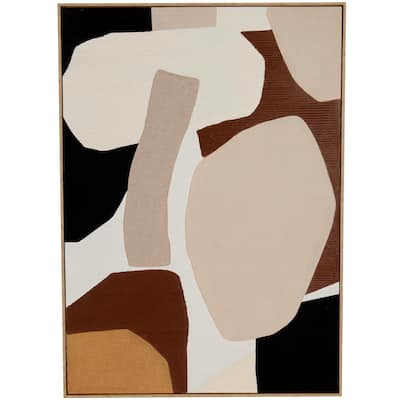 Wood Geometric Abstract Overlapping Circle Wall Art with Cream Accents - Brown - Roche River Decor