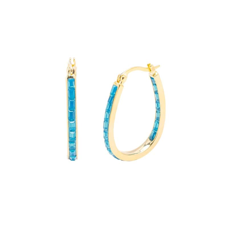 Victoria Townsend Inside Out Green Crystal Hoop Earring - Green - Yellow
