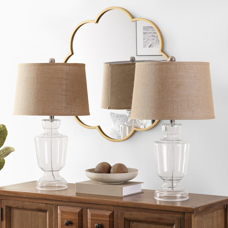 SAFAVIEH Lighting Emiliyana 24-inch Glass Table Lamp (Set of 2) - 14" x 14" x 24" - 14Wx14Dx24H