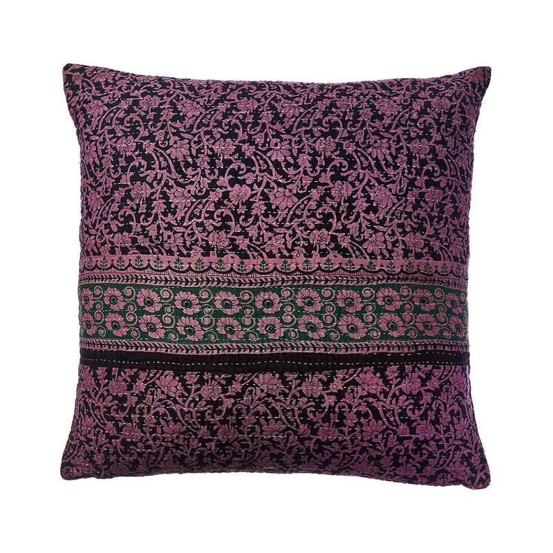One of a Kind hand stitch OverDye Kantha Pillow Cover
