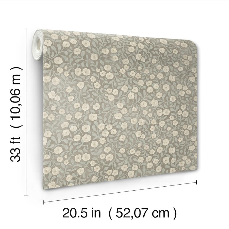Chesapeake Poppy Trail Aqua Floral Wallpaper