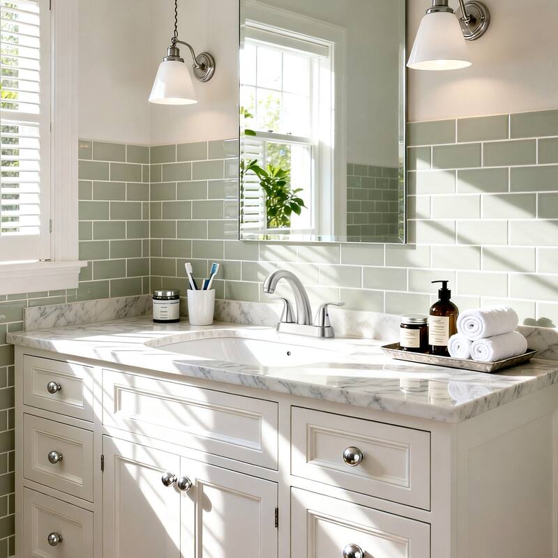 WOWOW 4 in. Centerset Double Handle High Arc Bathroom Sink Faucet