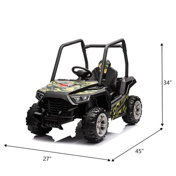 dimension image slide 0 of 2, Remote-Controlled Kids Ride-On Car with LED Lights and Music Player Perfect for Christmas Gift