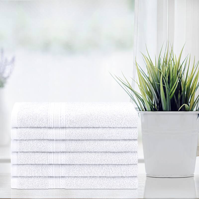Superior Eco Friendly Cotton Soft and Absorbent Hand Towel - (Set of 6) - White