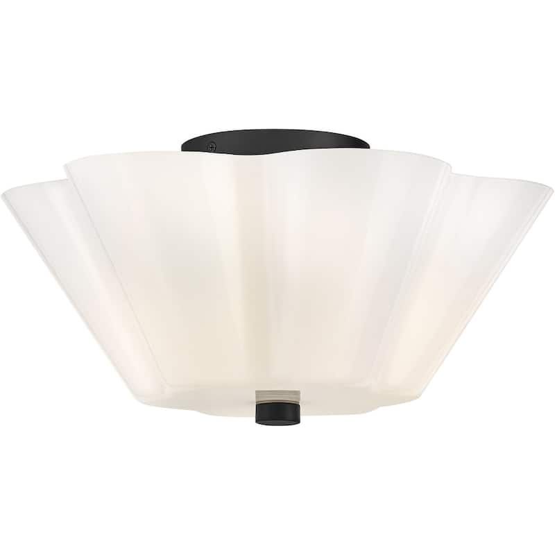 Lark 83713 Honey 3 Light 15" Wide Semi-Flush Bowl Ceiling Fixture - Black