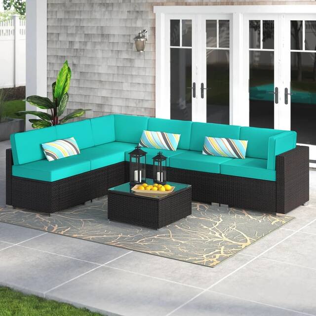 Gereja PE Rattan 7-piece Outdoor Sectional Sofa Set by Havenside Home