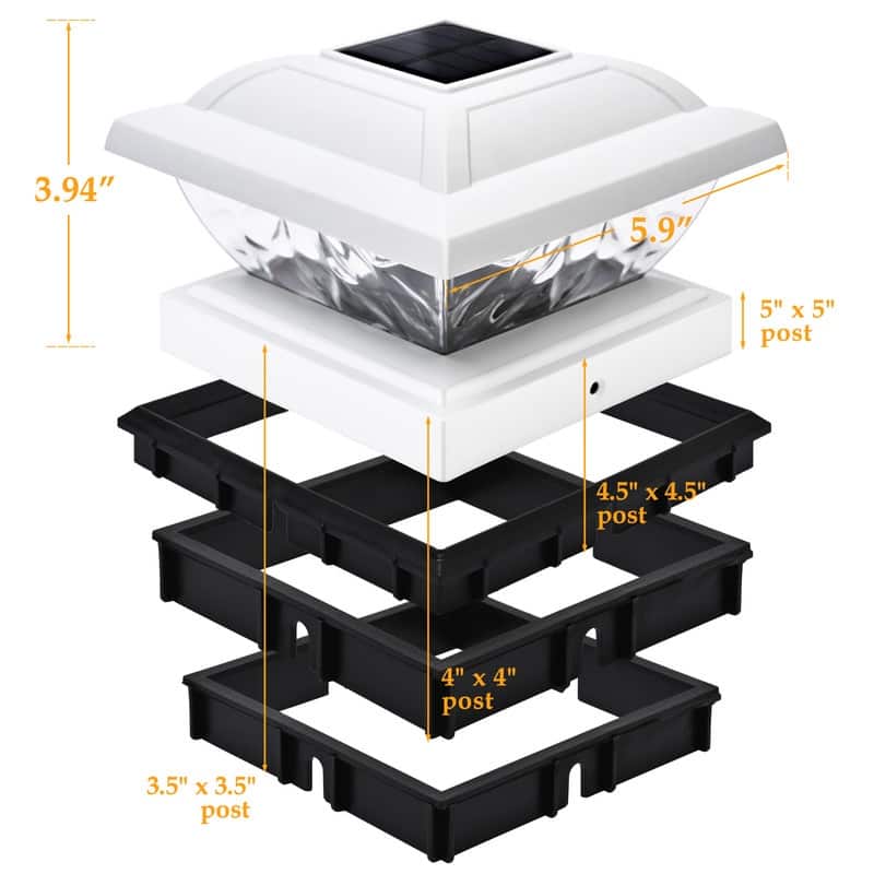 FKHouse Solar Powered White Outdoor Fence Post Cap Light