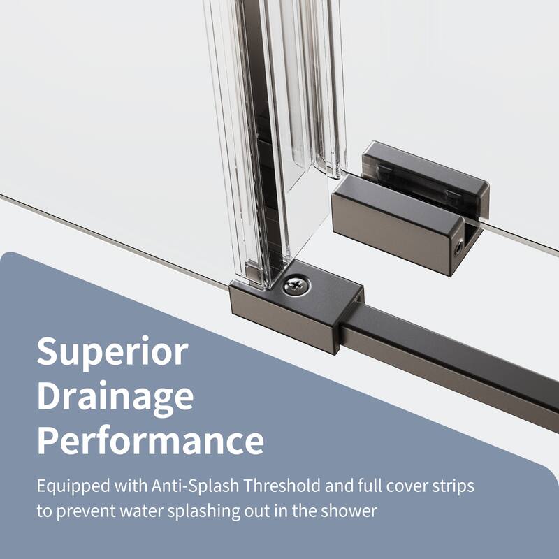 56-60" W x 60" H Frameless Single Sliding Shower Door, 8mm Tempered Glass Soft-Close Bathroom Enclosure - 60x60"
