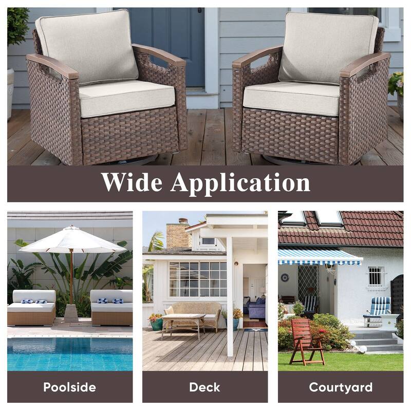 Pocassy Outdoor Brown Wicker Funitre with Cushion Set