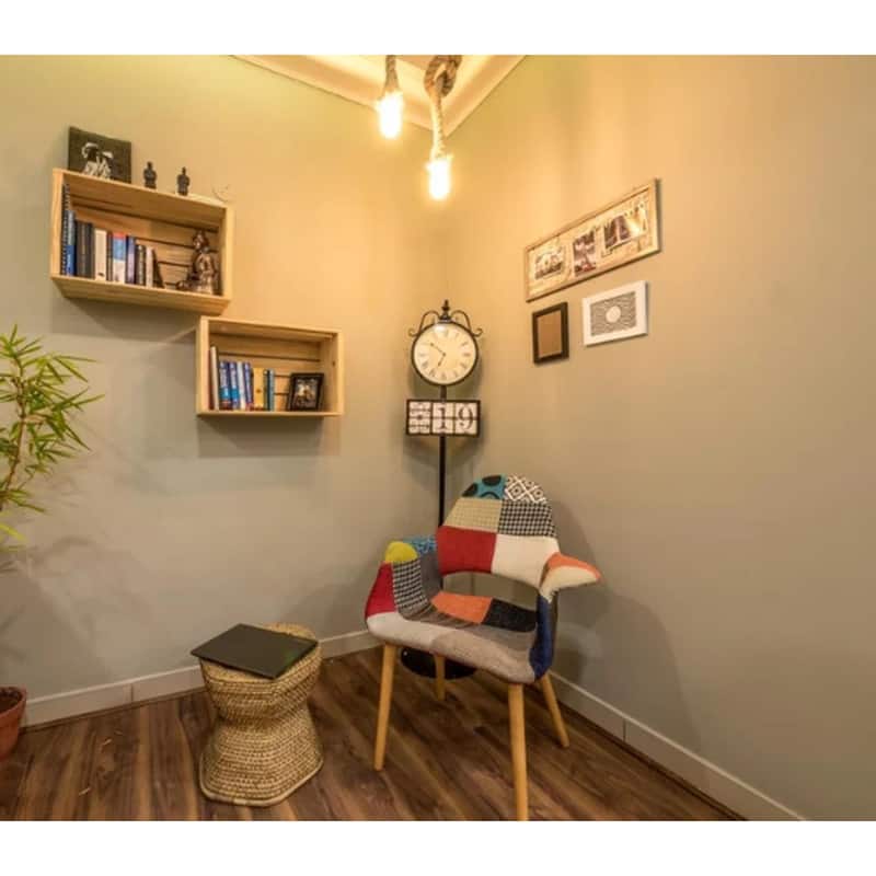 Set of 2 Fabric Patchwork Patterned High Back With Arms Accent Chairs Natural Leg Wood Dining Living Desk Designer Task