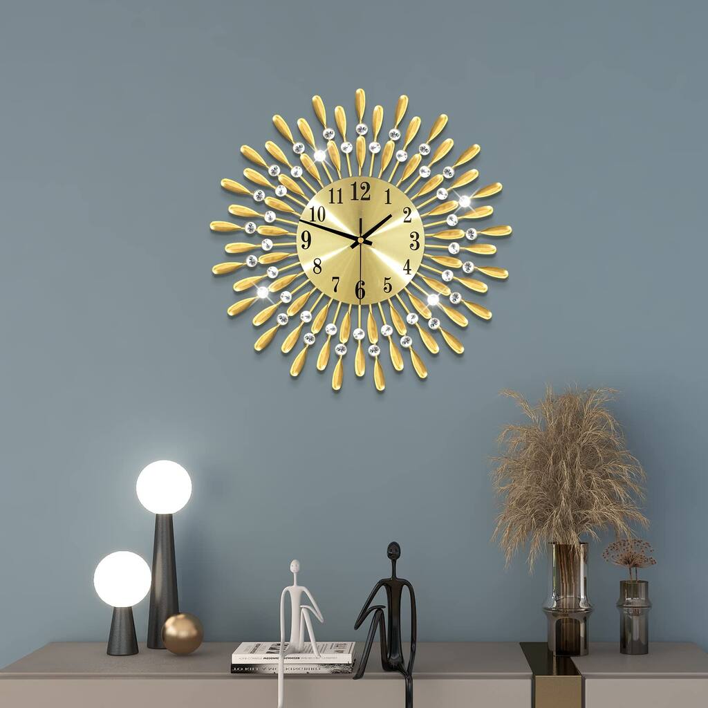 Wall Clocks for Living Room Decor Large Modern Wall Clock Battery Operated Silent Non-Ticking Decorative Crystal Wall Watch