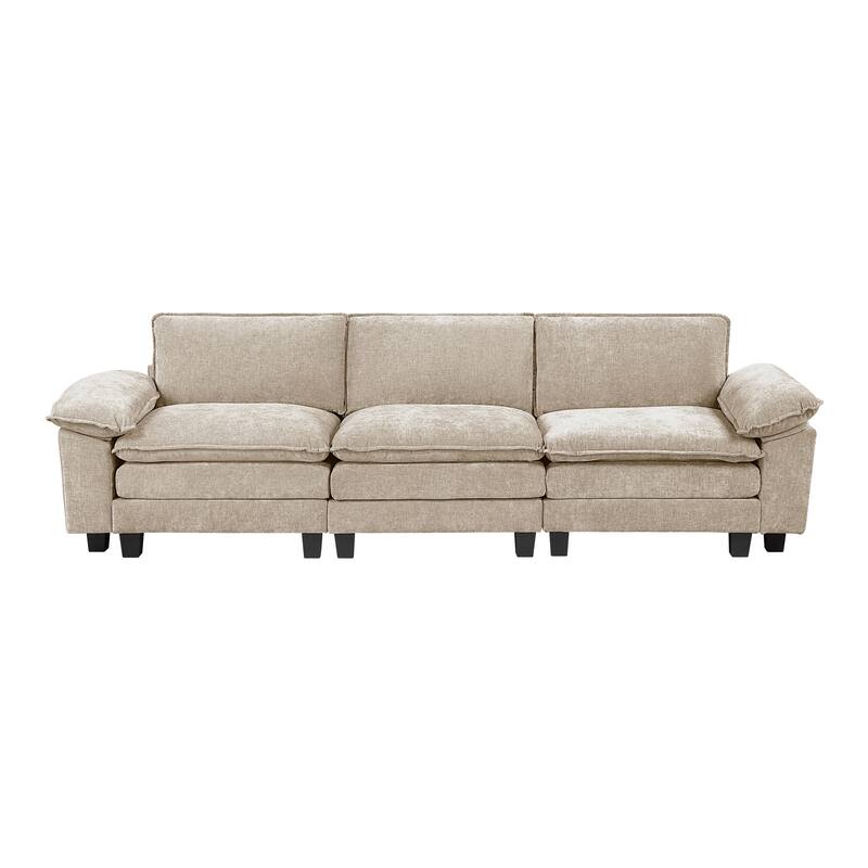 Modern Style Taupe Chenille Fabric Sofa with Plywood Frame - Multi-Color